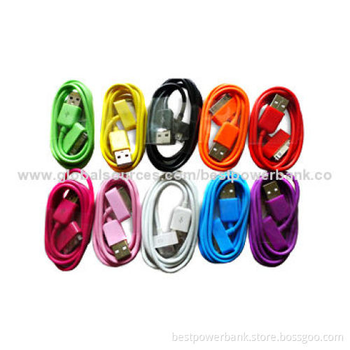USB Data Sync Cable for iPhone 4, TPE Material, 10 Colors are Available